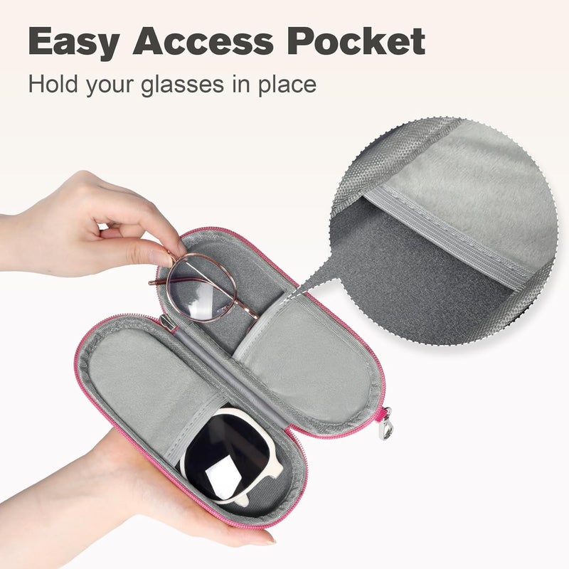 Huvon Double Eyeglasses Case, Dual Glasses Sunglasses Organizer with Zipper Closure, Eyewear Storage Box for Men Women Travel - Image 3